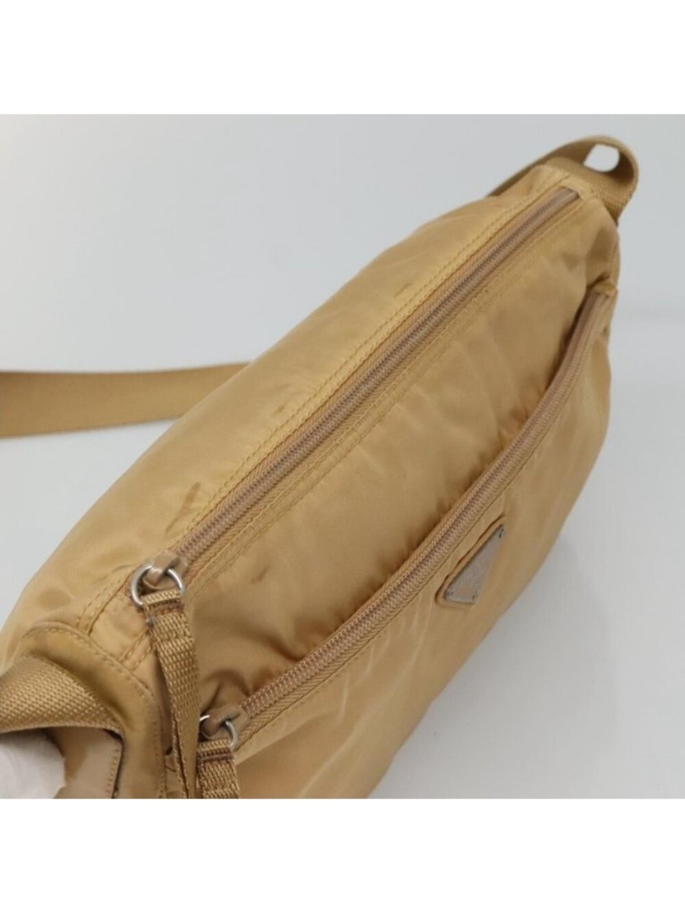 Authentic PRADA Shoulder Bag Nylon Beige Silver - Picture 13 of 16